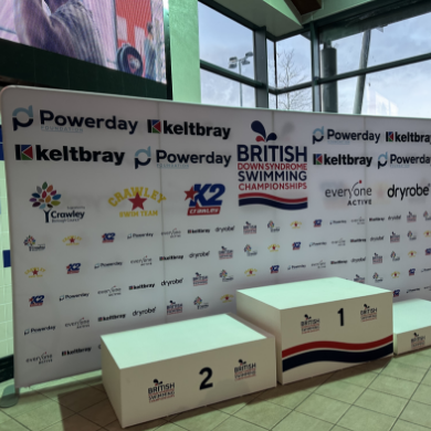 British Down Syndrome Swimming Championships Backdrop Podium
