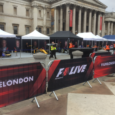 F1 Live London Crowd Barrier Branding
