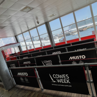 Cowes Week crowd barrier Branding