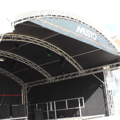 MUSTO Gantry Stage Banner branding