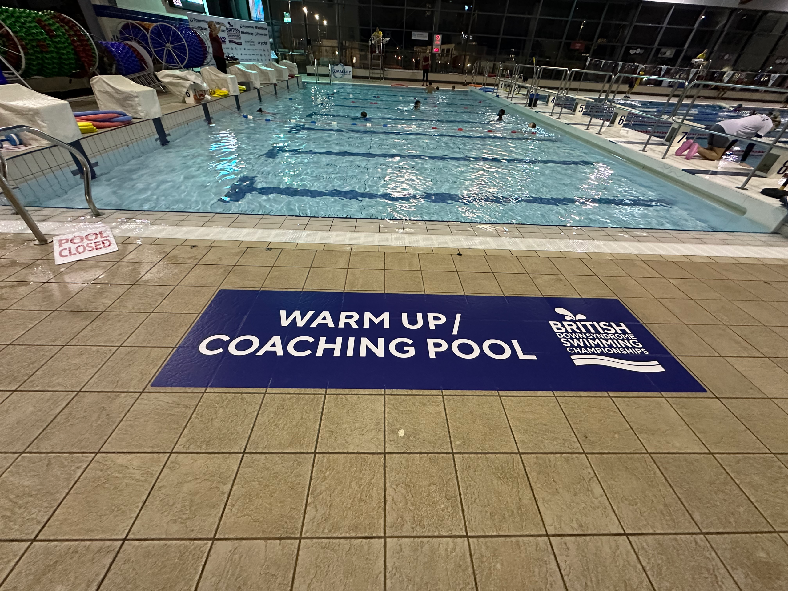 Vinyl floor graphics for the British Down Syndrome Swimming Championships